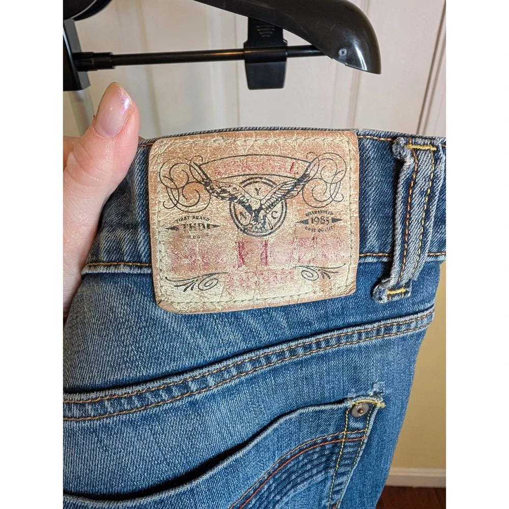 Tommy Hilfiger Jeans Rogar‎ Blue Straight Leg Moto Detail Medium Wash - Size 34